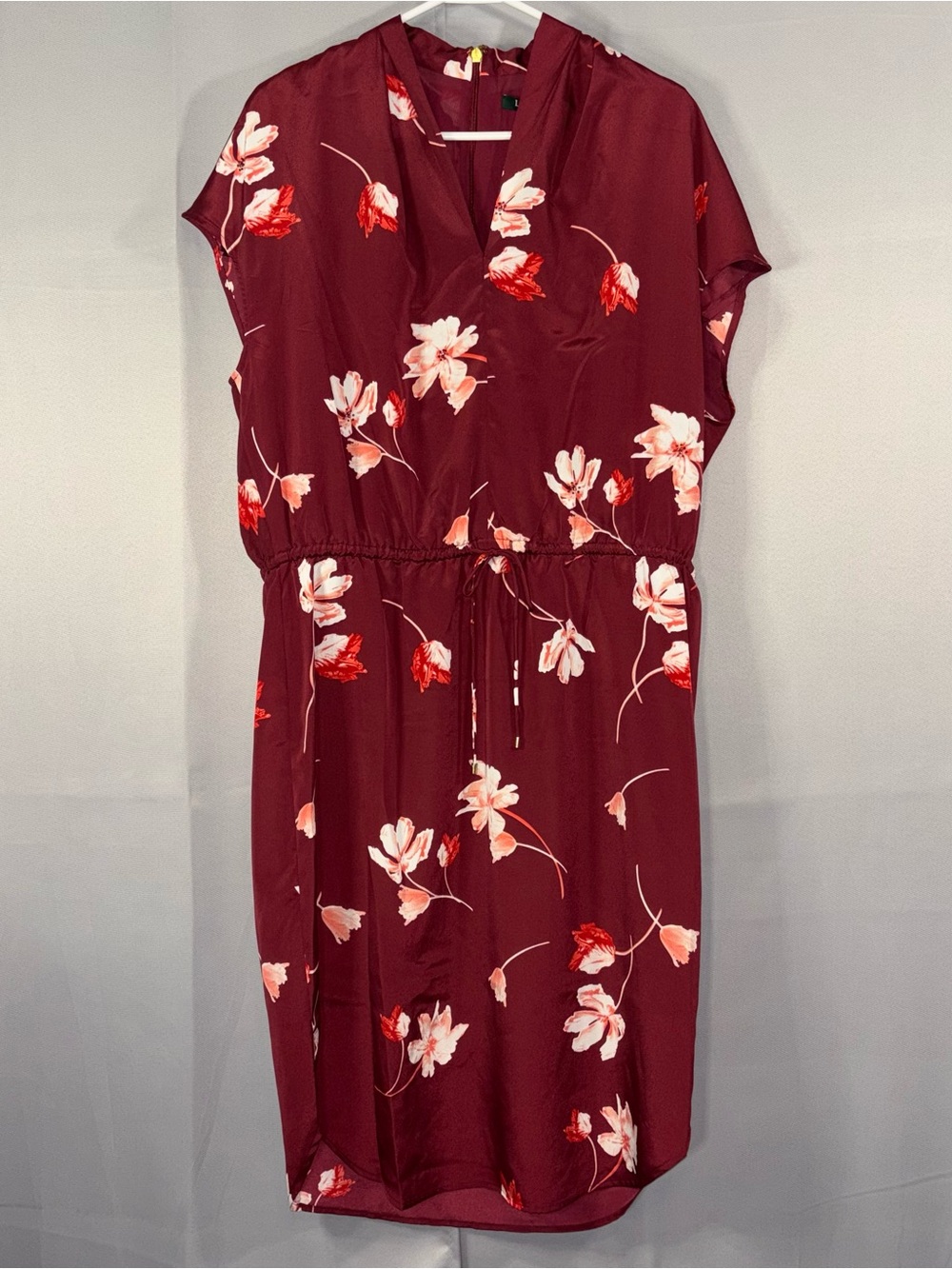 NWT Lauren Ralph Lauren Floral Dress Size 12 Burgundy